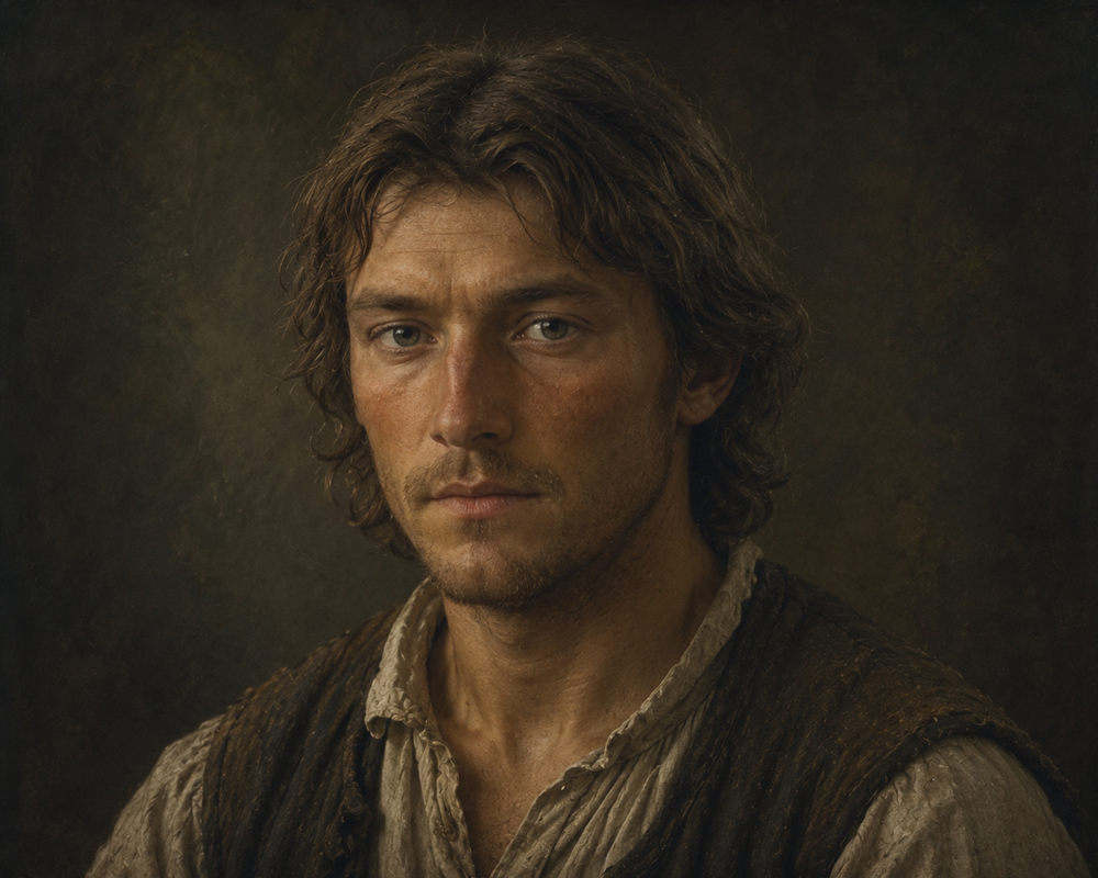 Portrait of Robert, the elder Chedzoy brother, a broad fervent young Somerset man