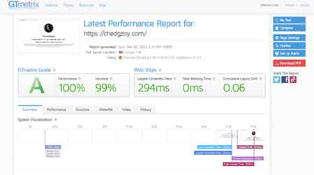 GTmetrix speed testing