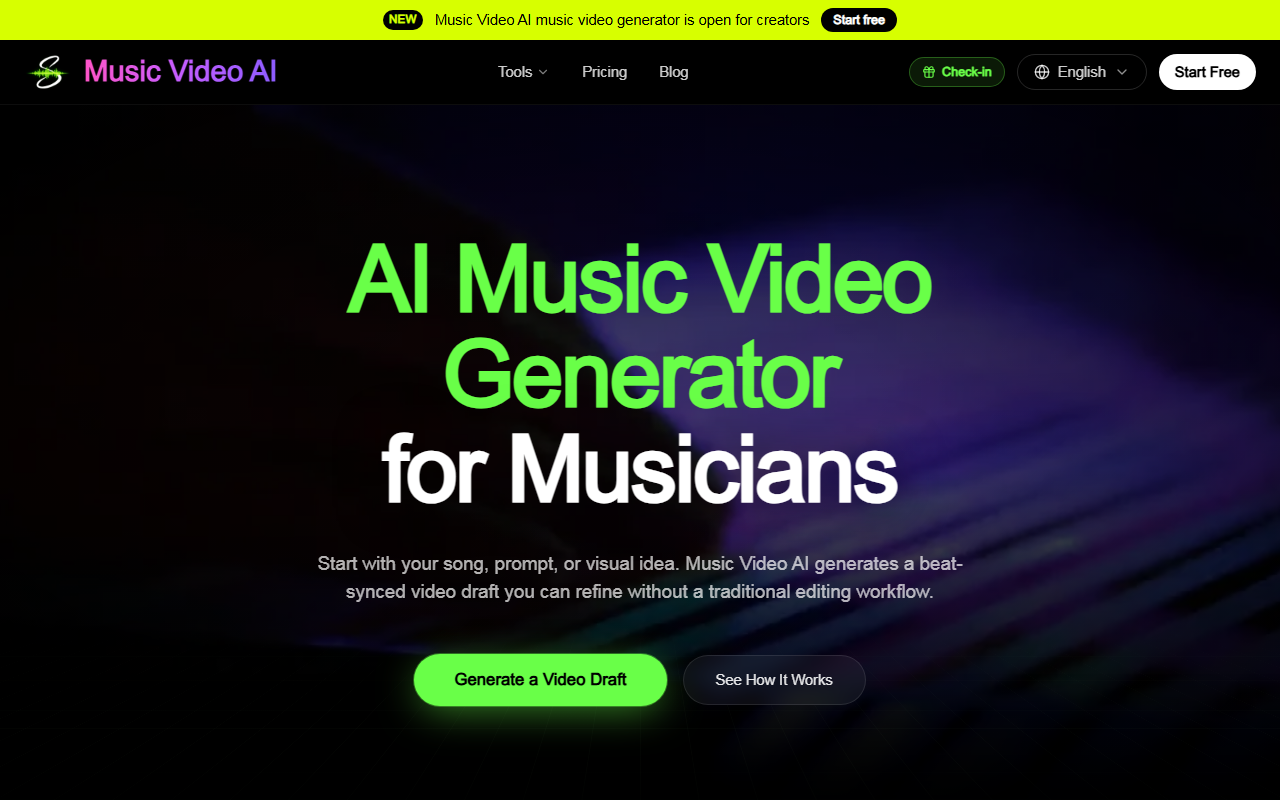 Screenshot of https://musicvideoai.pro/